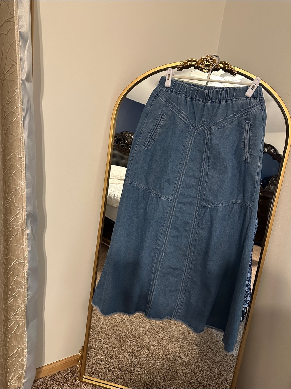 Boss Light Blue jeans Denim Skirt Long skirt, size large, length 5.6